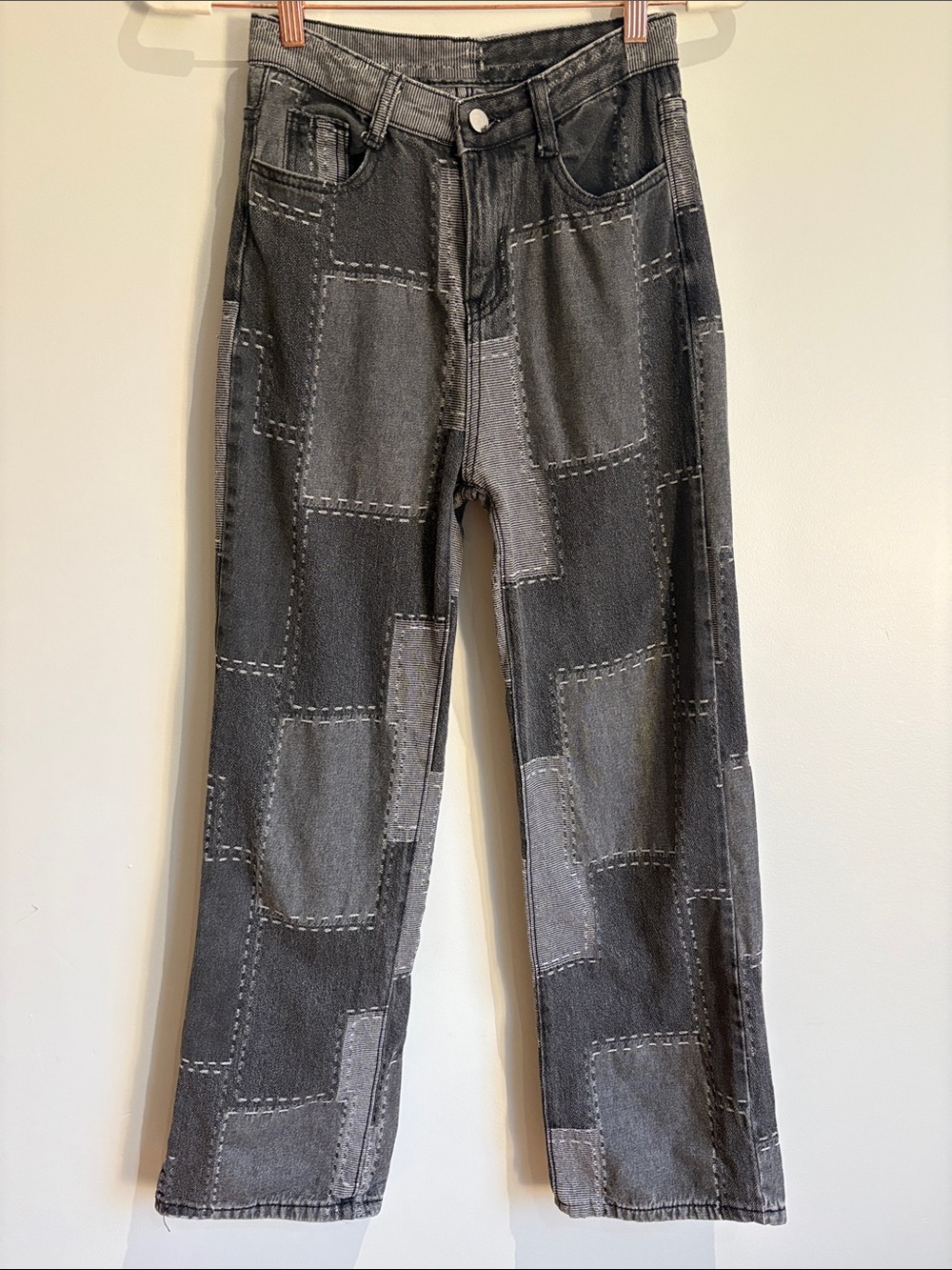 Women's Black Patchwork Boot Cut Jeans
